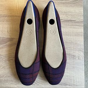 Rothy’s Cranberry Plaid Square toe size 10